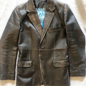 RingSpun Leather Jacket Brown Small | Skull | Made In England